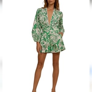 Kasia from Greece women’s V-Neck romper in Green Leaf Print size XS new with tag